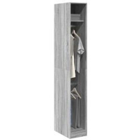Armoire dressing 2 penderies 1 étagère 30cm - Collection Laker-Chêne gris
