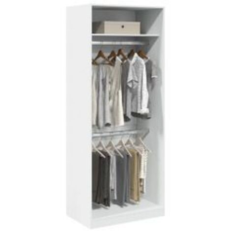 Armoire dressing 2 penderies 1 étagère 80cm - Collection Laker-Blanc