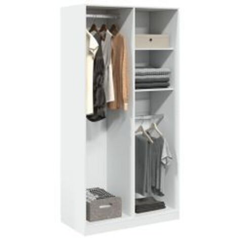 Armoire dressing 2 penderies 2 étagères 100cm - Collection Drazer-Blanc