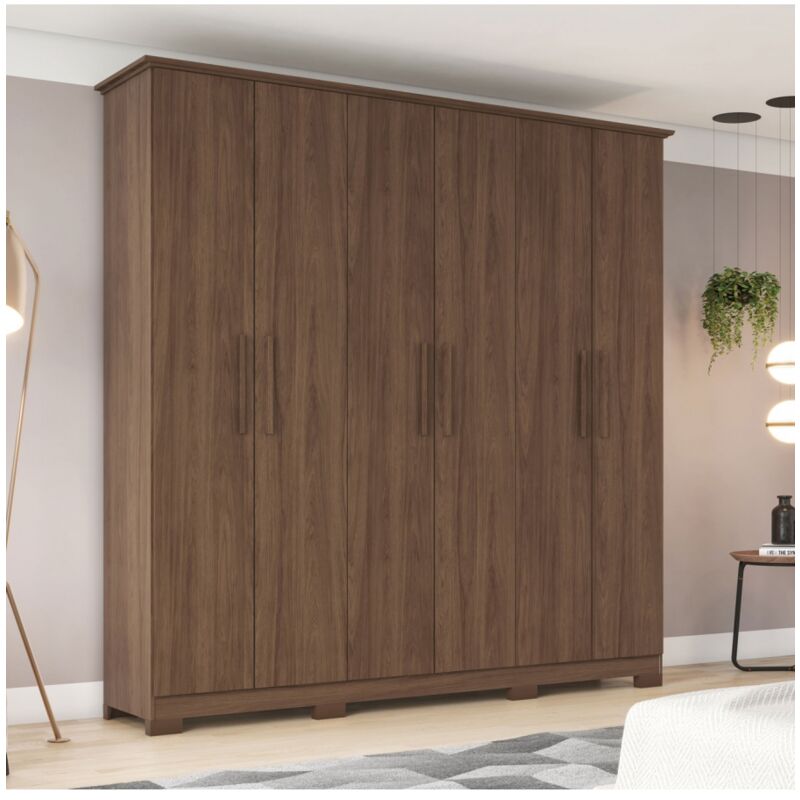 ARMOIRE-DRESSING 6 PORTES CRISOL - Châtain