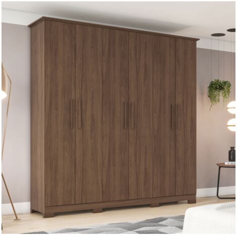 BEFARA ARMOIRE-DRESSING 6 PORTES CRISOL - Châtain