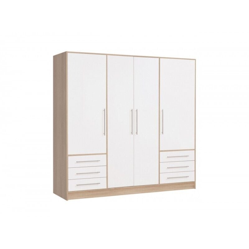 Armoire dressing 207 cm 4 portes blanc décor chêne clair - faro