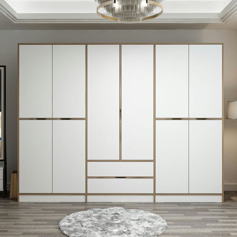 Pier Import – Armoire dressing 277 cm – Effet bois chêne et blanc – Largeur 52 cm – Hauteur 208 cm – Bois MDF mélaminé pour finition durable