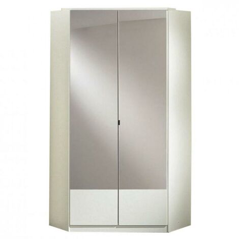 Armoire dressing d'angle DINGLE 2 portes miroirs 9595 blanche - blanc
