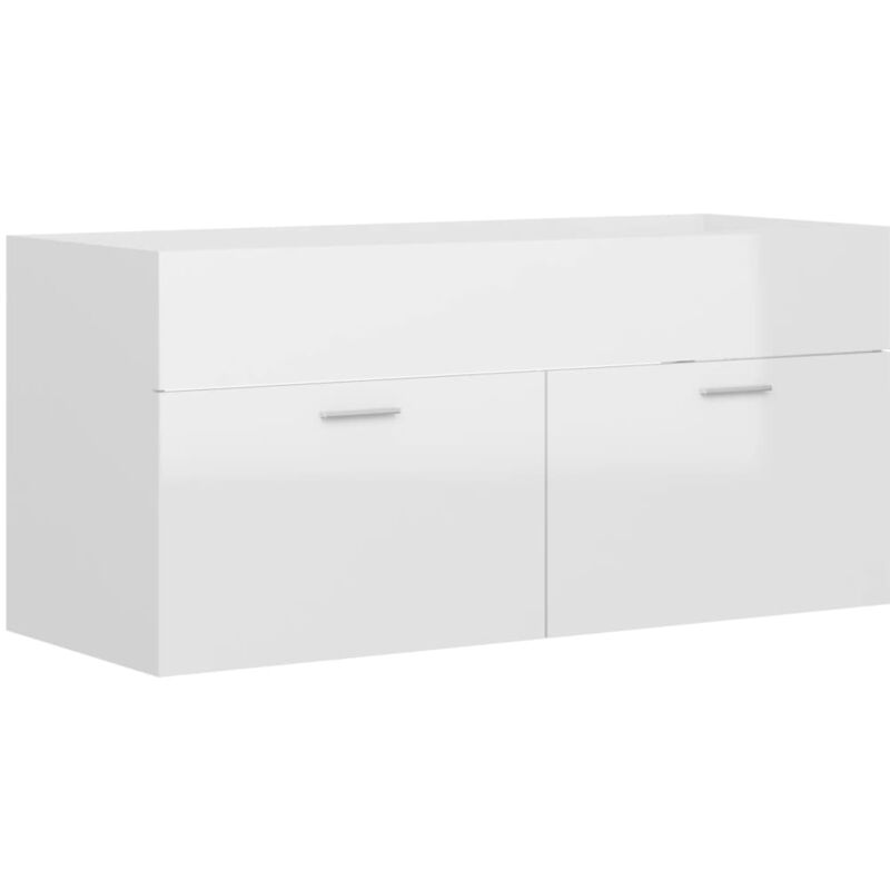Vidaxl - Armoire d'évier Blanc brillant 100x38,5x46 cm Aggloméré - Blanc