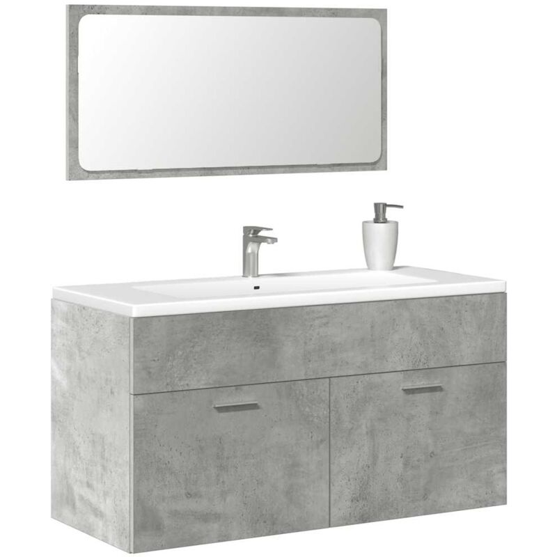 Vidaxl - Armoire de bain avec miroir gris béton bois d'ingénierie