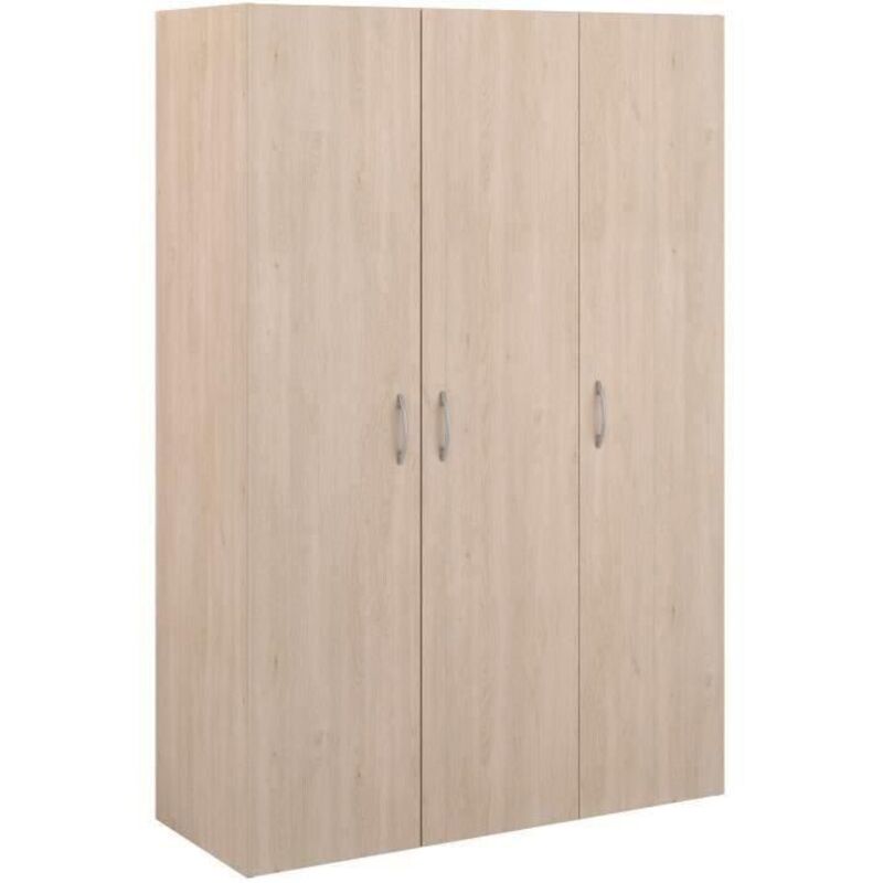 Armoire - EASY LIFE - Décor Chene clair - 3 portes battantes - L120,2 x H180 x P49,7cm - PARISOT EASY LIFE