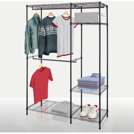 Armoire Edward Portemanteau ouvert en acier thermolaqué avec tringles à vêtements et étagères réglables