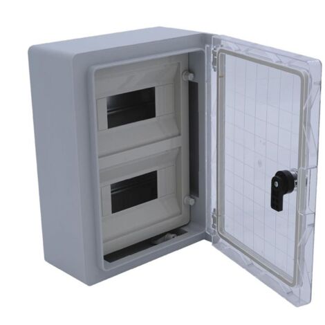 Armoire électrique 18 modules 330x250x130mm étanche IP65 - Porte transparente - avec rail DIN