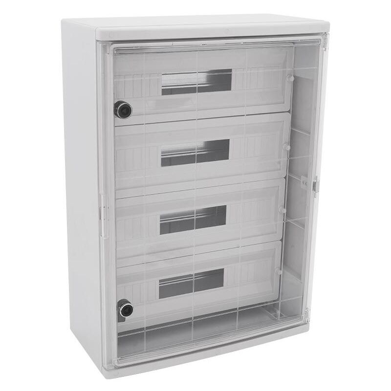 Armoire électrique 88 modules 700x500x245mm étanche IP65 - Porte transparente - avec rail din
