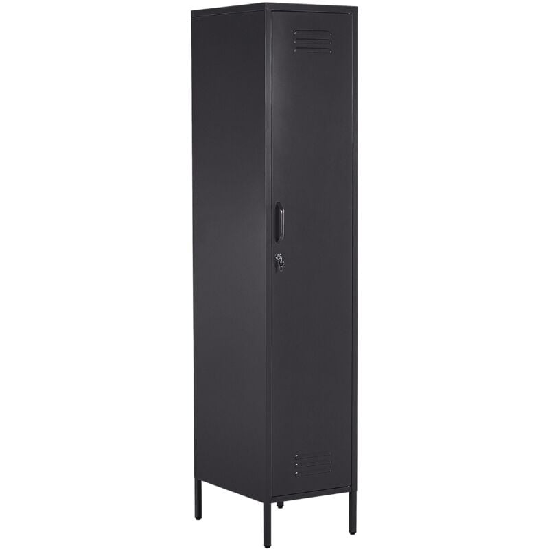 Vestiaire en Acier inox 1 Porte Noir 185 cm de Hauteur Moderne Industriel Beliani