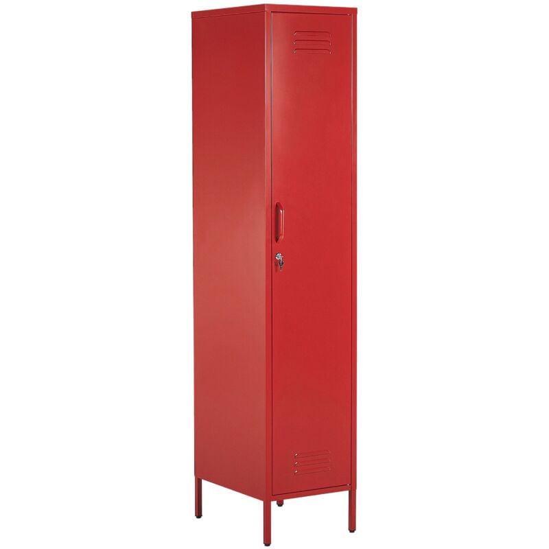 Vestiaire en Acier 1 Porte Rouge 185 cm de Hauteur Moderne Industriel Beliani