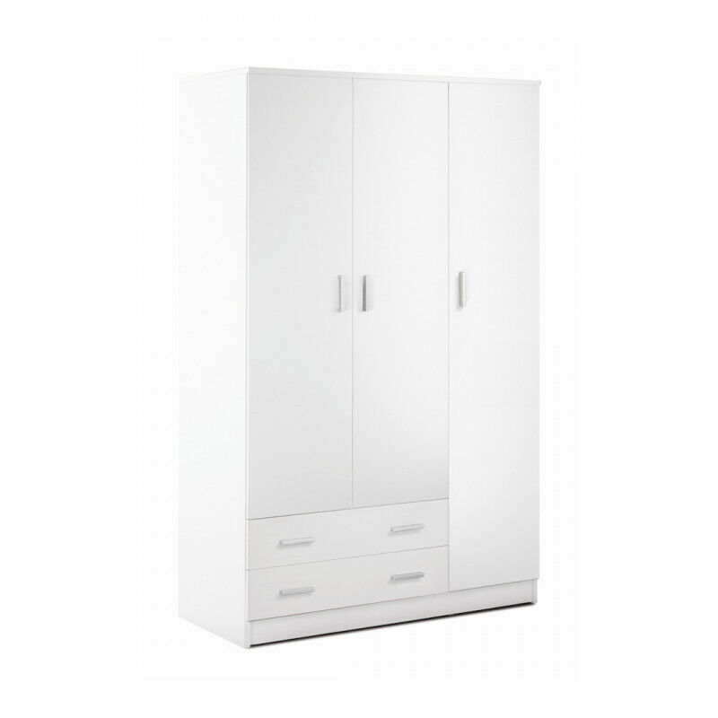 Sarmog - Armoire blanche à trois portes et deux tiroirs 115x52x h180 cm Sarmog - Armoire blanche à trois portes et deux tiroirs 115x52x h180 cm