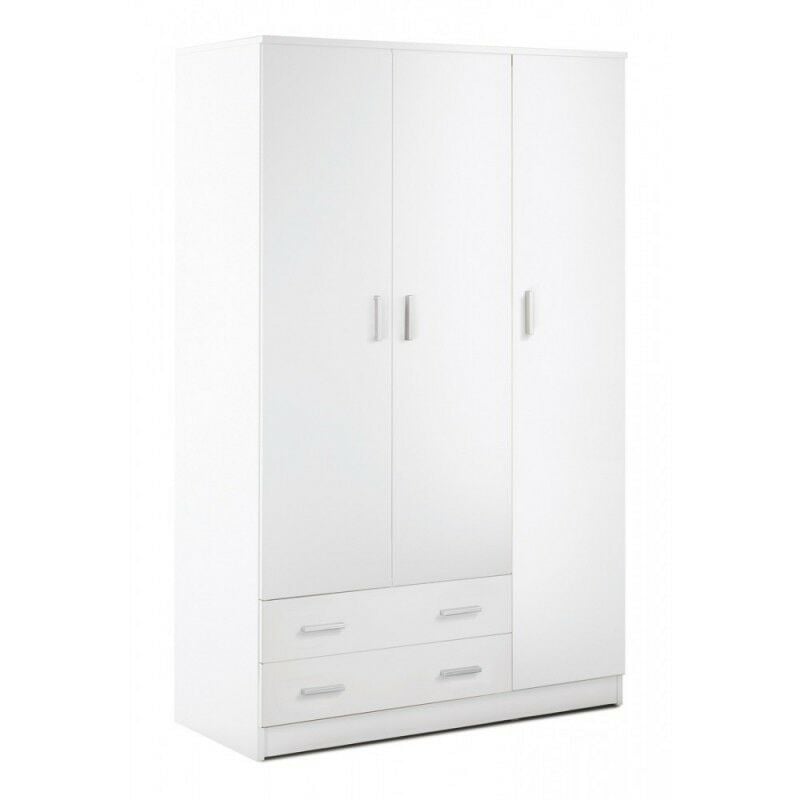 Sarmog - Armoire blanche à trois portes et deux tiroirs 115x52x h180 cm
