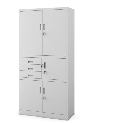 Armoire en métal avec coffre-fort FILIP II, 900 x 1850 x 400 mm, gris
