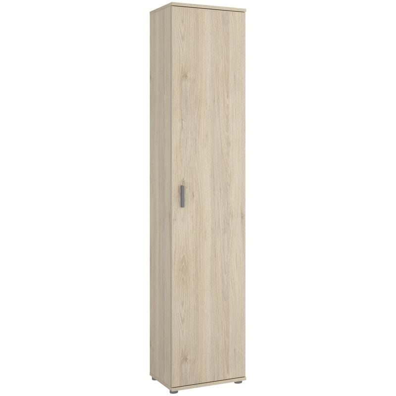Armoire en panneaux de particules mélaminés coloris chêne naturel - Longueur 38.8 x Profondeur 35.3 x Hauteur 190.2 cm Pegane