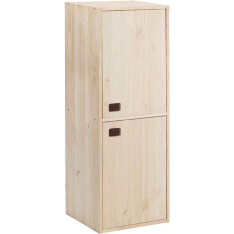 Armoire en pin massif brut 2 portes – 4 étagères réglables – Dimensions 105,4 x 37,5 x 33 cm – Bois certifié PEFC – Astigarraga