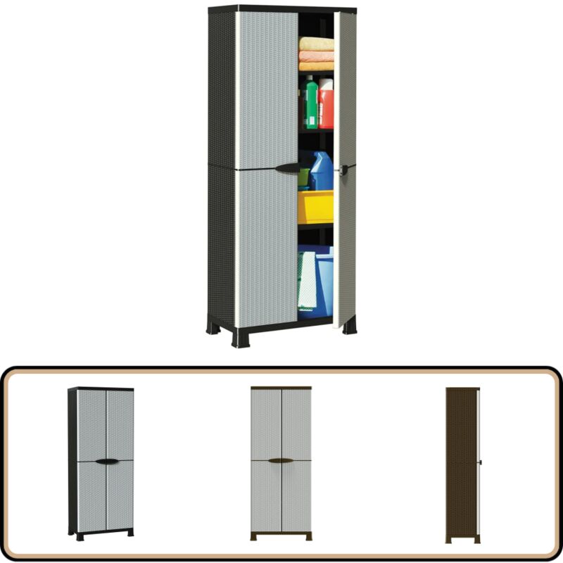 Armoire en plastique 68x39x171,5 cm Design de rotin - Meuble De Rangement - Armoire De Rangement - Placard - Rangement Intérieur - Organisation