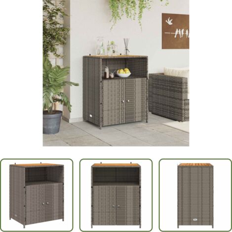 Armoire en rotin -  Armoire Gris 70 x 50 x 87 cm Polyester et Roly Ratten