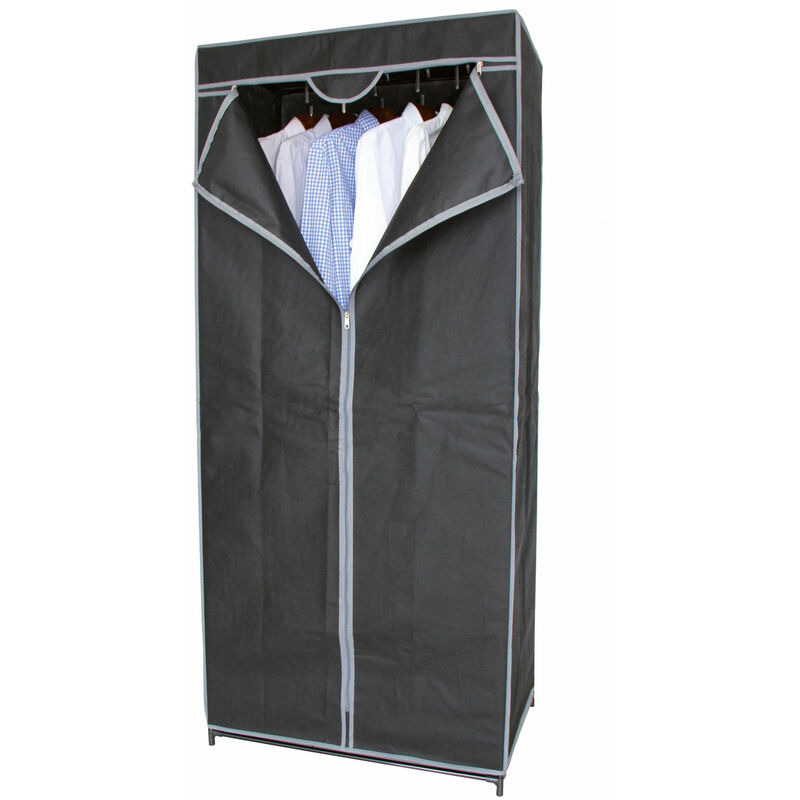 Spetebo - Armoire en tissu la penderie en gris - env. 160 x 70 x 45 cm