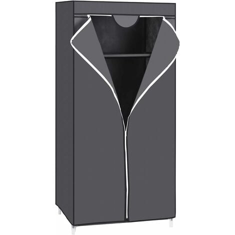 Giantex Armoire-Penderie en Tissu Vestiaire avec Housse Armoire-Dressing  Noir/Brun/Gris Dimension 75x50x170CM (Noir)
