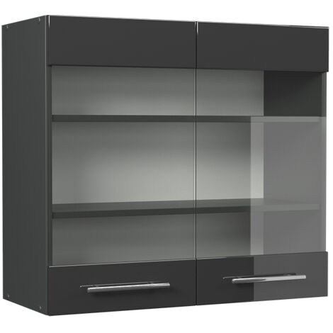 Armoire en verre Fame-Line, Anthracite Haute brillance, 80cm, Vicco