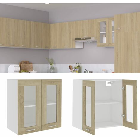 Armoire en verre suspendue  Armoire de rangement Chêne sonoma 60x31x60 cm Aggloméré RTJEX366969