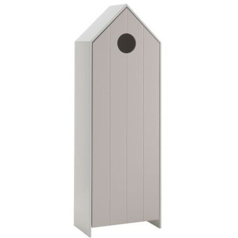Armoire enfant 1 porte cabine de plage bois laqué rose Camila