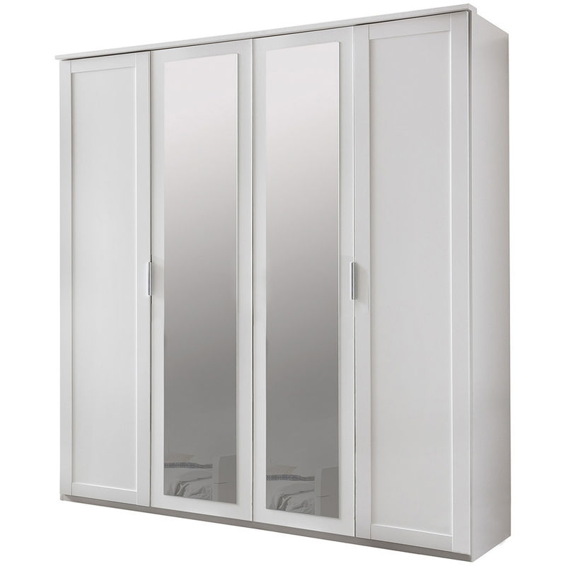 Pegane - Armoire enfant en panneaux de particules coloris blanc - Dim : 180 x 208 x 58 cm