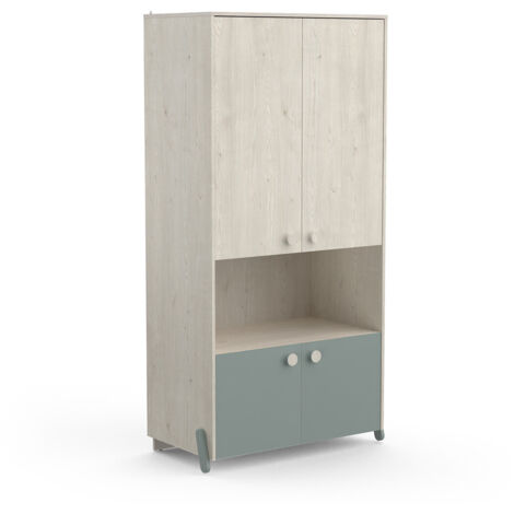 Armoire enfant style scandinave chêne clair/vert Venezia