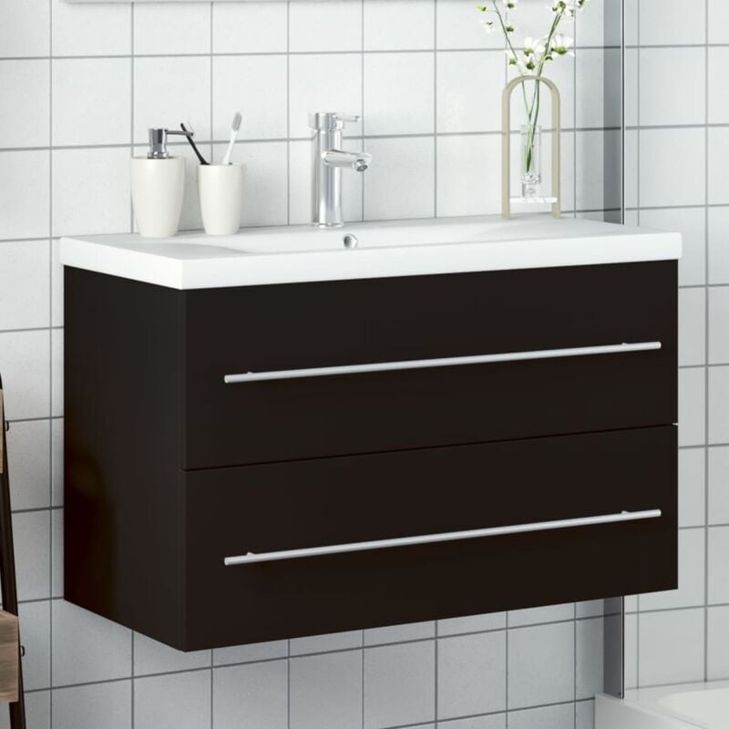 Maison Chic - Armoire et lavabo de bain, Armoire lavabo de salle de bain, Meuble avec vasque inclus noir FR595230 design in