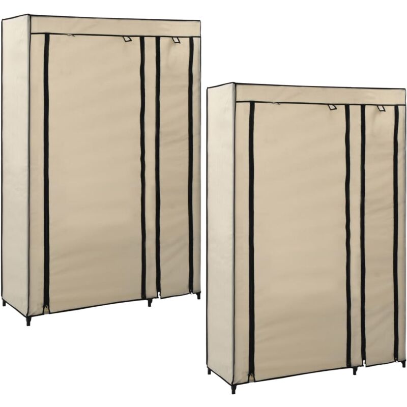 Garde-robes pliables 2 pcs Crème 110x45x175 cm Tissu Vidaxl