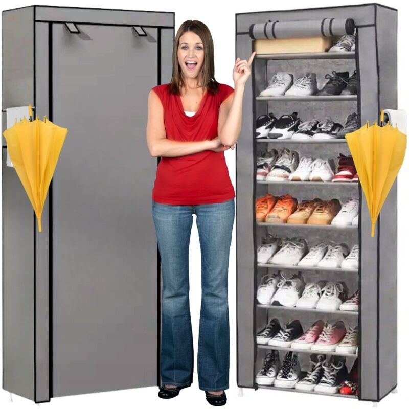 Armoire, étagère, meuble à chaussures, pliable, en tissu, textile, organisateur, 160 cm