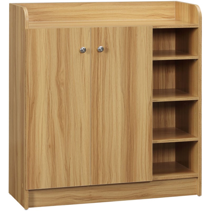 Homcom - Meuble à chaussures - armoire à chaussures 2 portes 3 étagères 4 niches plateau aspect bois