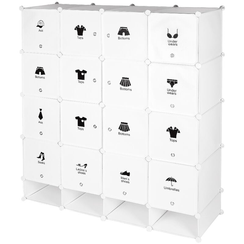 Armoire Portable Penderie avec Portes Grande capacité pour vêtements Jouets Livres