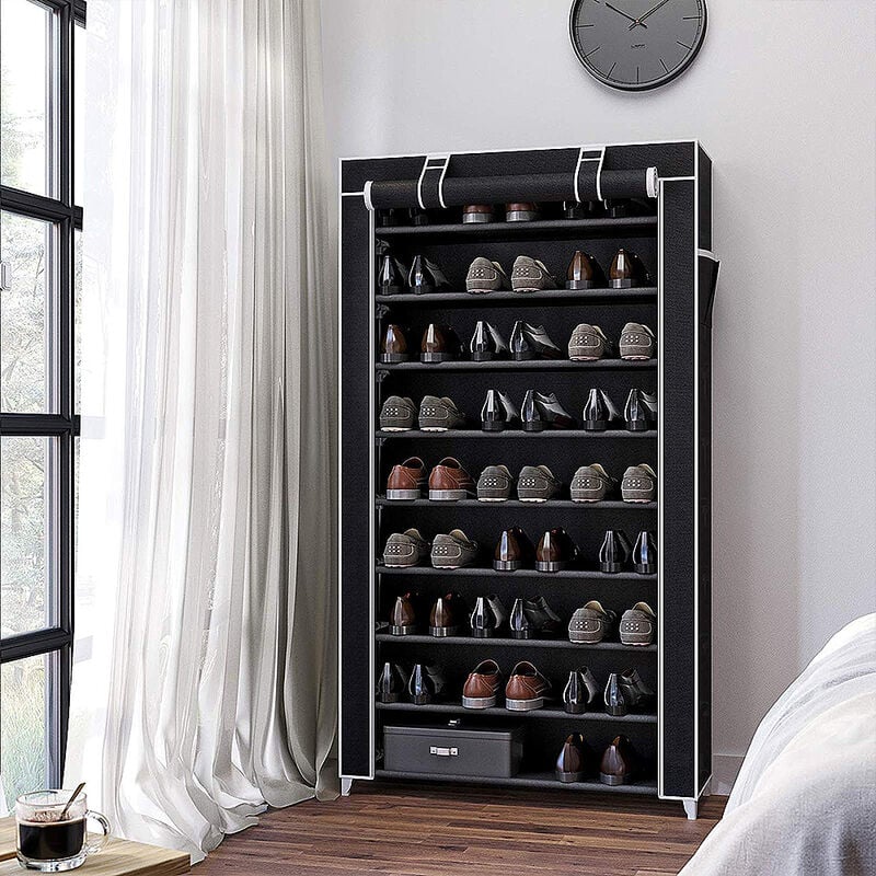 Haloyo - Armoire étagères à chaussures avec Zip 9 couches ®,88 x 28 x 160cm,noir