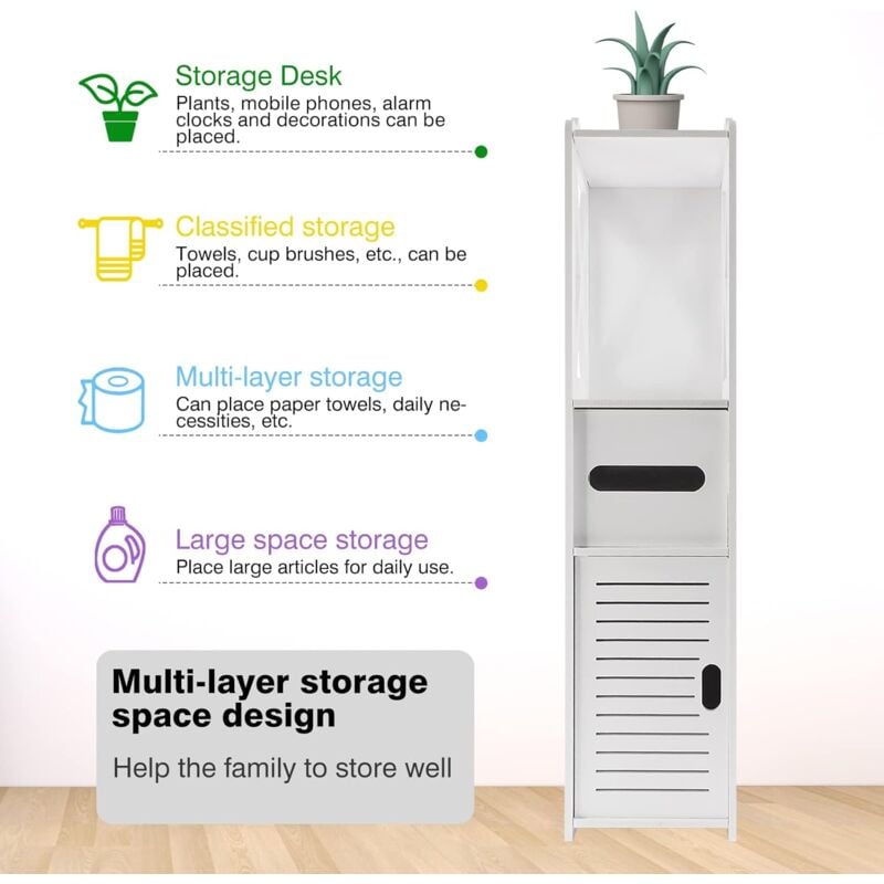 Armoire étanche de salle de bains avec tiroir en papier, casier de toilette haut ultra - mince