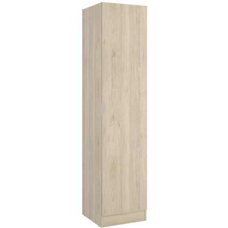 Armoire étroite avec porte en panneaux de particules mélaminés coloris chêne - Longueur 41 x Profondeur 52 x Hauteur 184 cm -PEGANE-