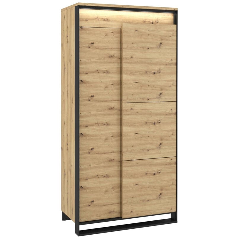 Mobilier1 - Armoire Luliru 100 , 195x95x50cm, Portes d'armoire: Avec des charnières, Nombre d'étagères: 0, led