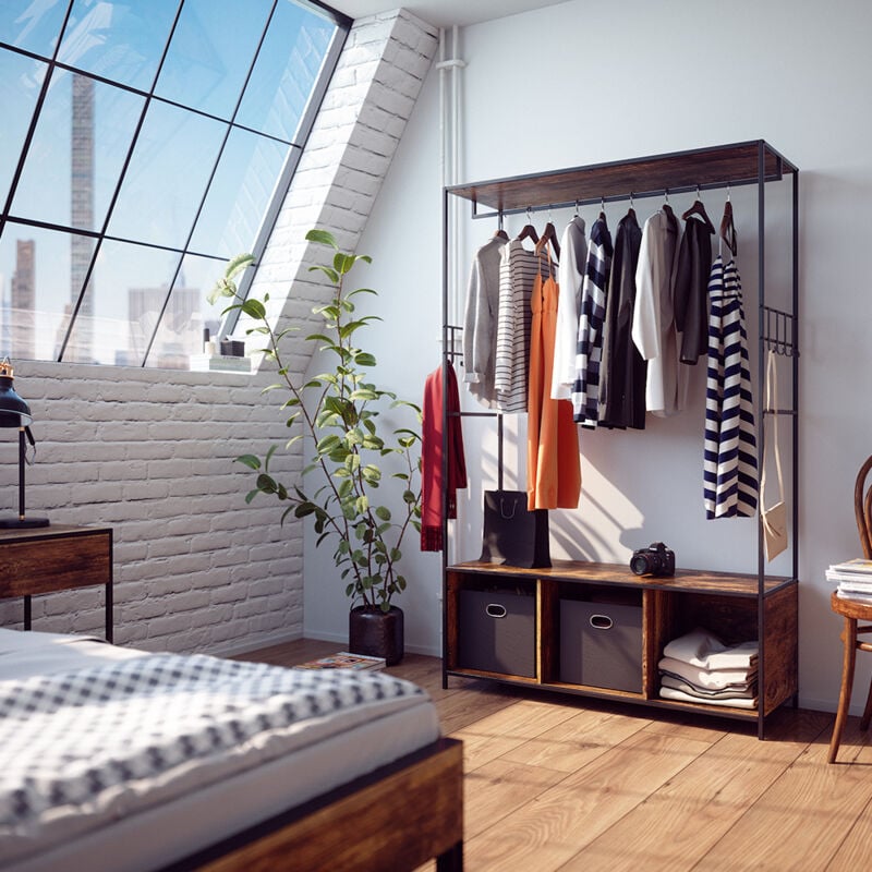 Vicco - Armoire Fyrk, Chêne rustique, 119.5 x 189 cm