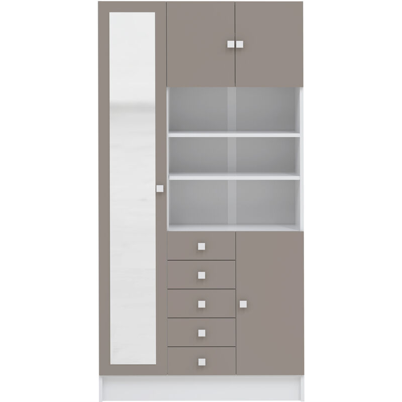 Temahome - SYMBIOSIS - Armoire COMBI 90 X 182 blanc et taupe - Taupe