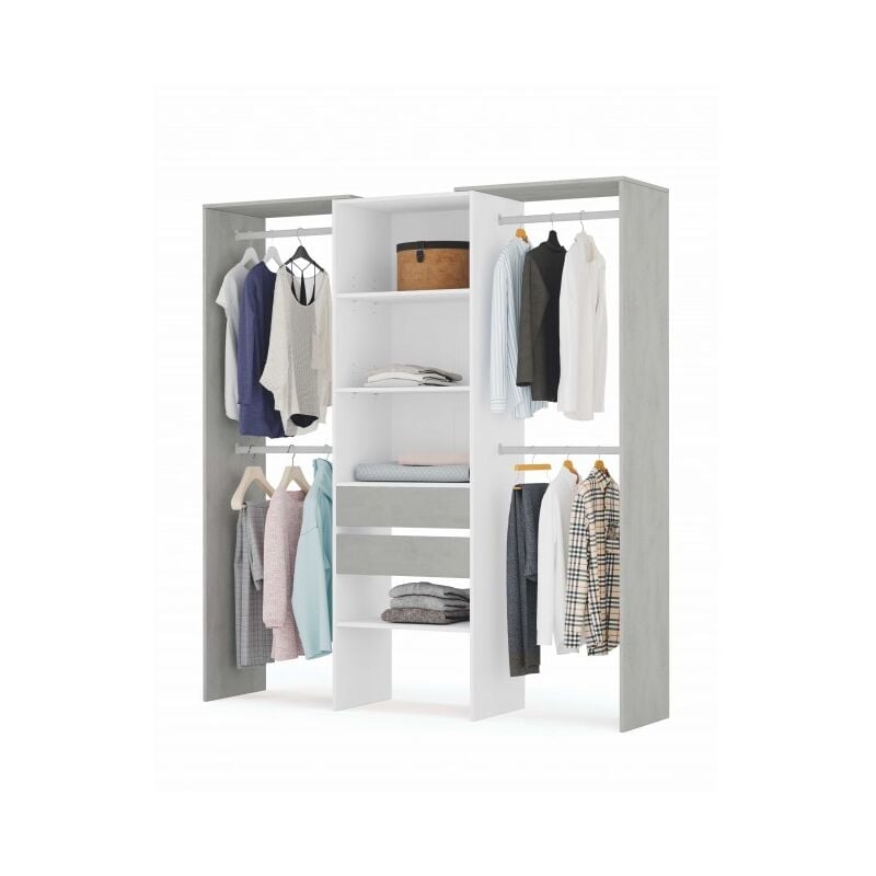 Dressing 179x202 cm blanc mat et béton - Terni