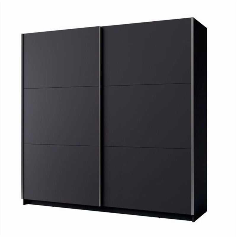 Meublorama - Armoire, garde robe 200 cm 2 portes coulissantes - gris graphite - Collection arsala