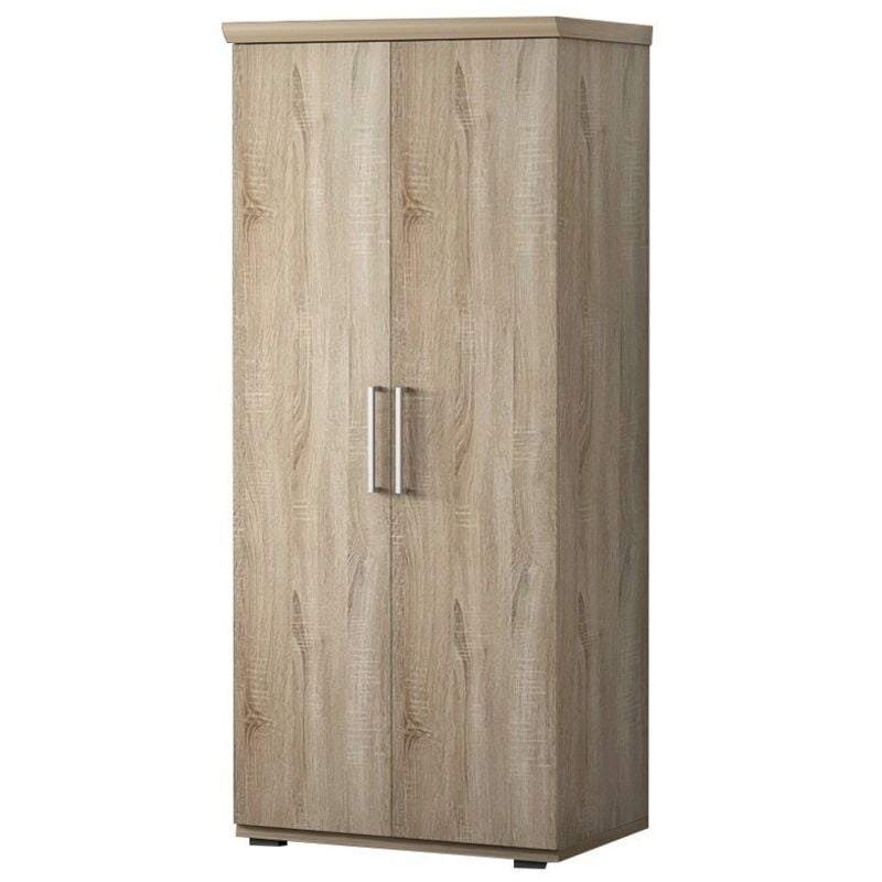 Armoire, garde-robe, collection tom, 2 portes 80 cm, penderie intégrée chêne sonoma