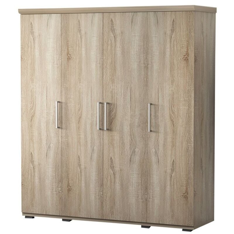 Armoire, garde-robe, collection tom, 4 portes 160 cm, penderie intégrée chêne sonoma