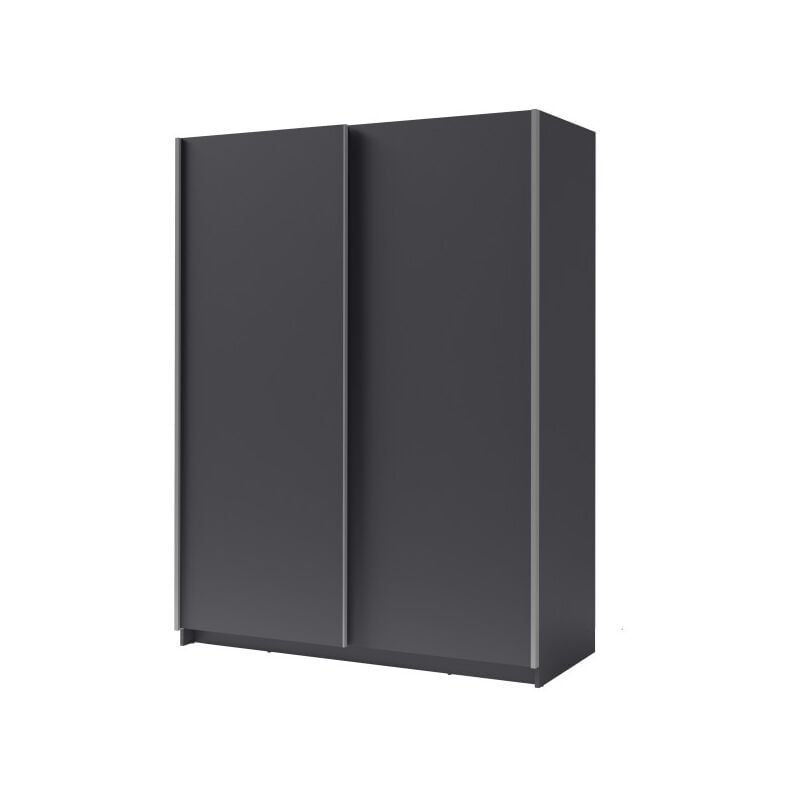 Meublorama - Armoire 2 portes coulissantes - Collection gozu - Coloris gris graphite - 180 x 198 x 62 cm