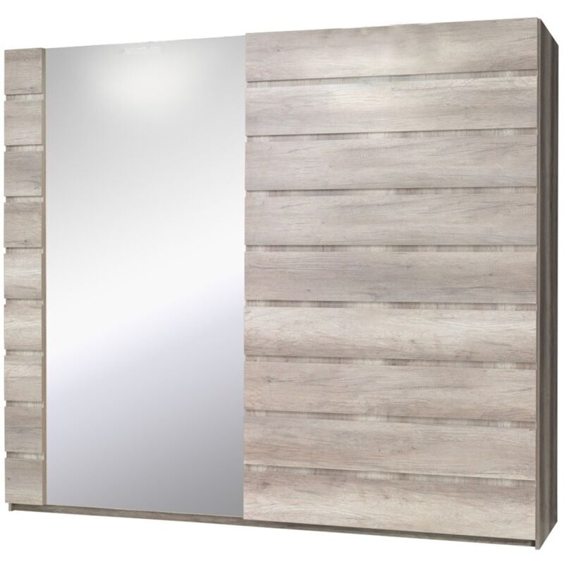 Meublorama - Armoire, garde robe romi deux portes coulissantes 200 cm, coloris dab canyon. Meuble design