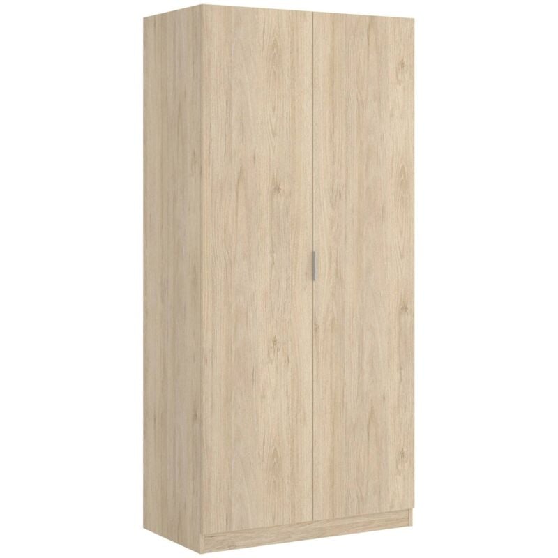 Dmora - Armoire Giovo, Portemanteau pour chambre, Armoire avec 2 portes battantes, 81x52h184 cm, Chêne, avec emballage renforcé