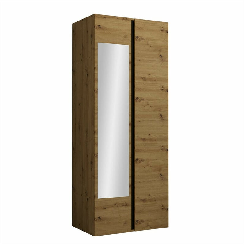 Mobilier1 - Armoire Hartford 368, Chêne Artisan + Noir, 186x74x44cm, Portes d'armoire: Avec des charnières, Nombre d'étagères: 0