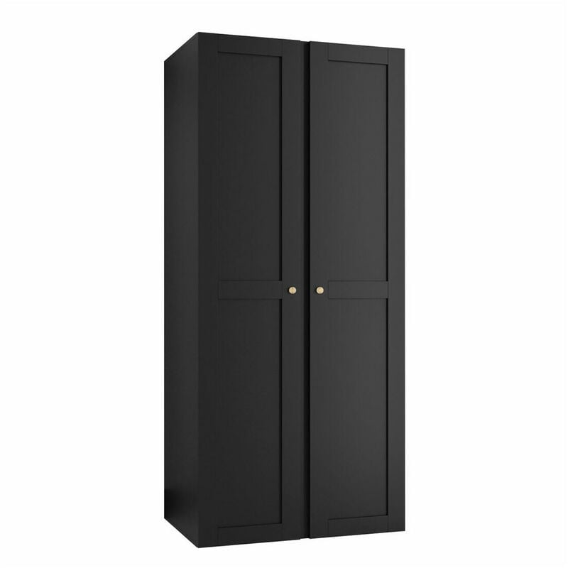 Mobilier1 - Armoire Hartford 394, Noir, 186x74x44cm, Portes d'armoire: Avec des charnières, Nombre d'étagères: 0